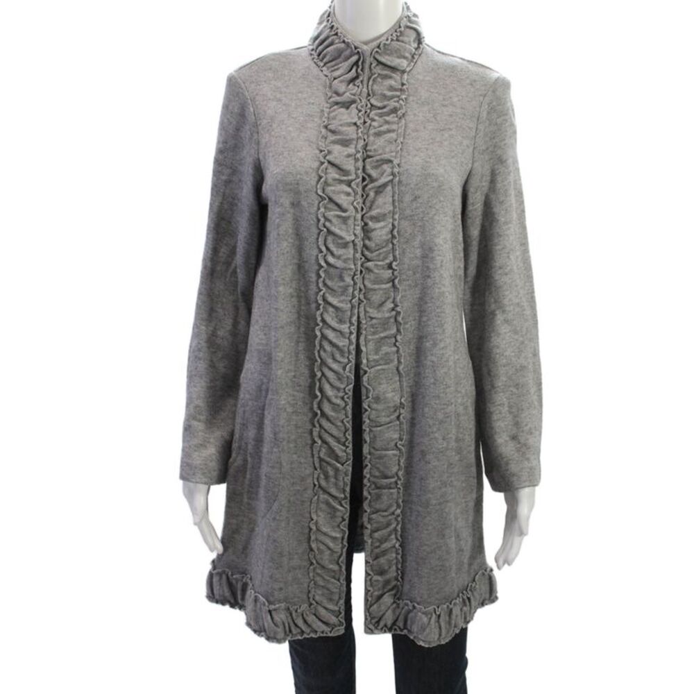 Pure Essence Womens Gray Rayon High Neck Long Sleeve Coatigan Size S